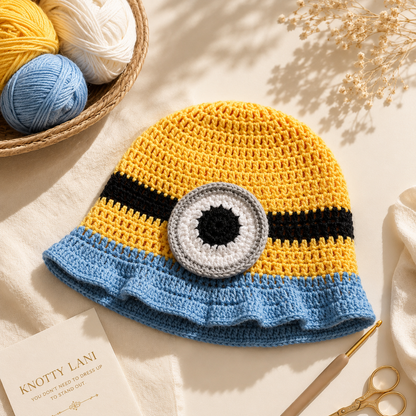 Yellow Cartoon Buddy Bucket Hat | PDF Crochet Pattern